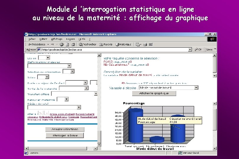 Module d ’interrogation statistique en ligne au niveau de la maternité : affichage du