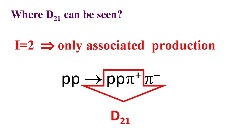 Where D 21 can be seen? I=2 only associated production pp + pp D