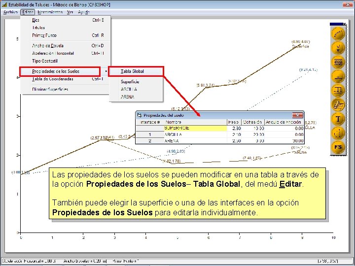 Las propiedades de los suelos se pueden modificar en una tabla a través de