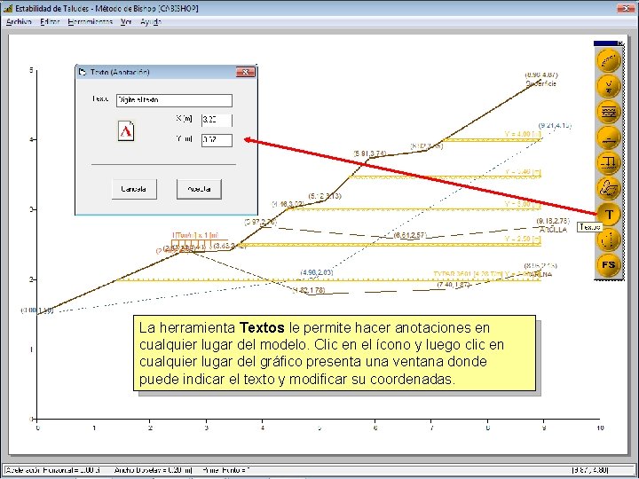 La herramienta Textos le permite hacer anotaciones en cualquier lugar del modelo. Clic en