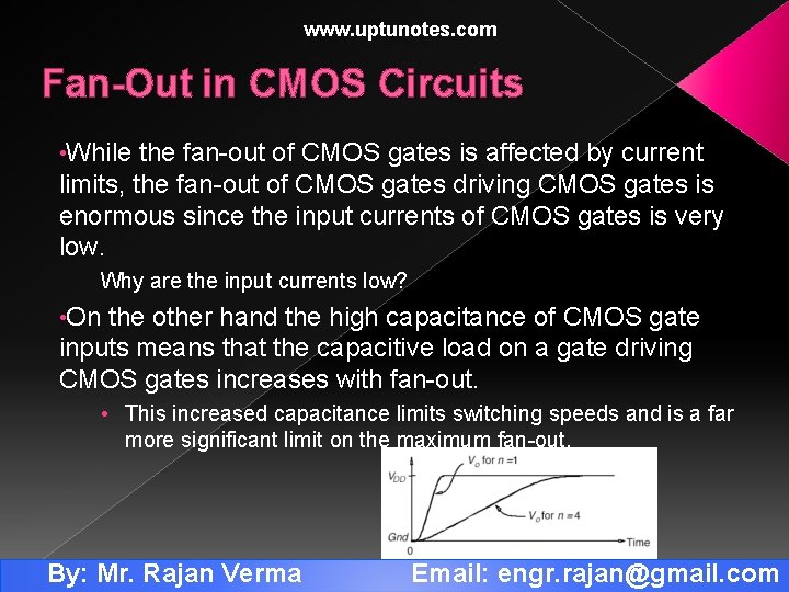 www. uptunotes. com Fan-Out in CMOS Circuits • While the fan-out of CMOS gates