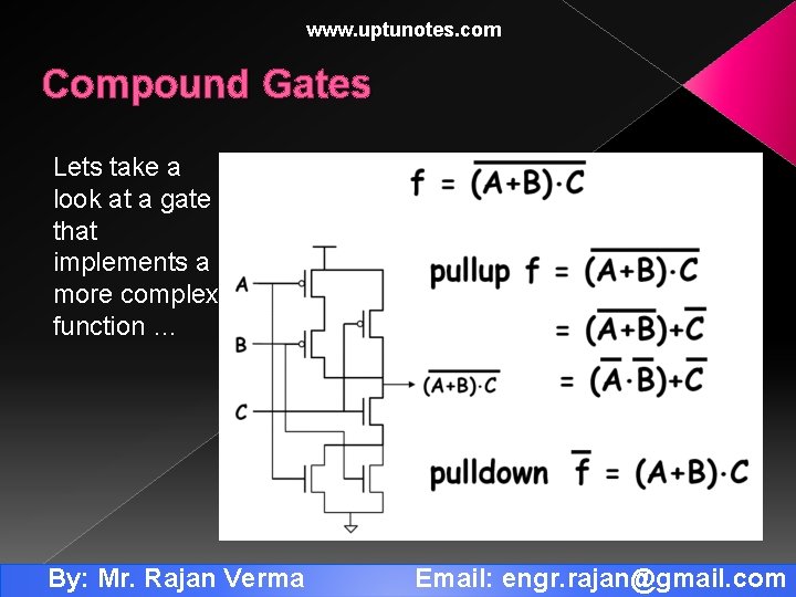 www. uptunotes. com Compound Gates Lets take a look at a gate that implements