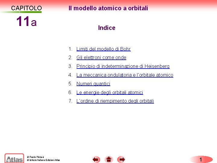 CAPITOLO 11 a CAPITOLO IL MODELLO ATOMICO A ORBITALI Il modello atomico 11 a.