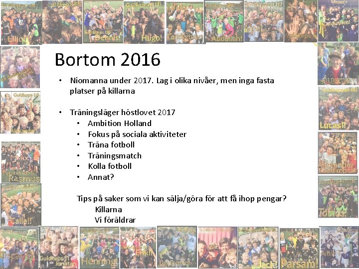 Bortom 2016 • Niomanna under 2017. Lag i olika nivåer, men inga fasta platser