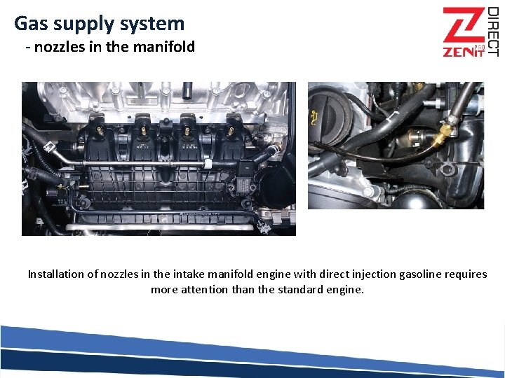 Gas supply system - nozzles in the manifold Installation of nozzles in the intake