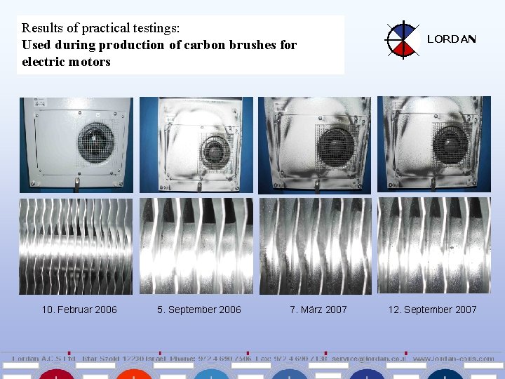 Results of practical testings: Used during production of carbon brushes for electric motors 10.