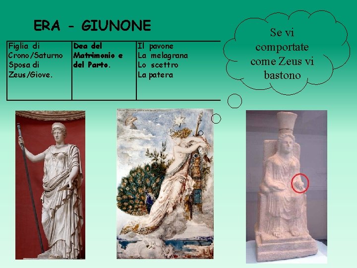 ERA - GIUNONE Figlia di Crono/Saturno Sposa di Zeus/Giove. Dea del Matrimonio e del