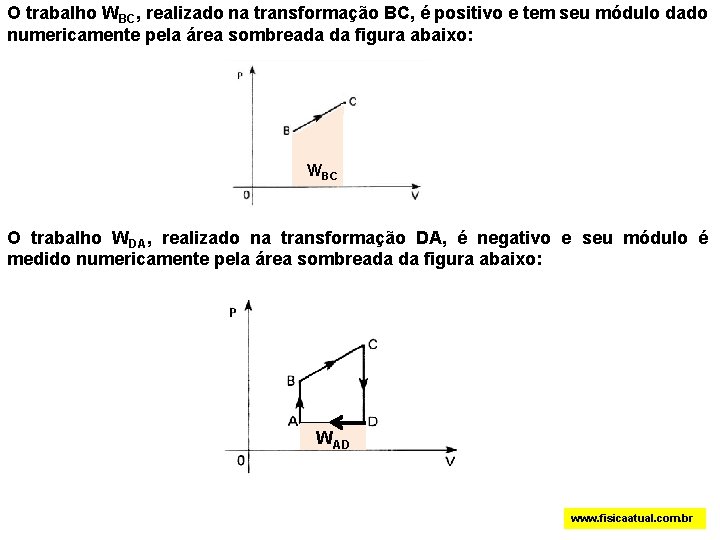 O trabalho WBC, realizado na transformação BC, é positivo e tem seu módulo dado