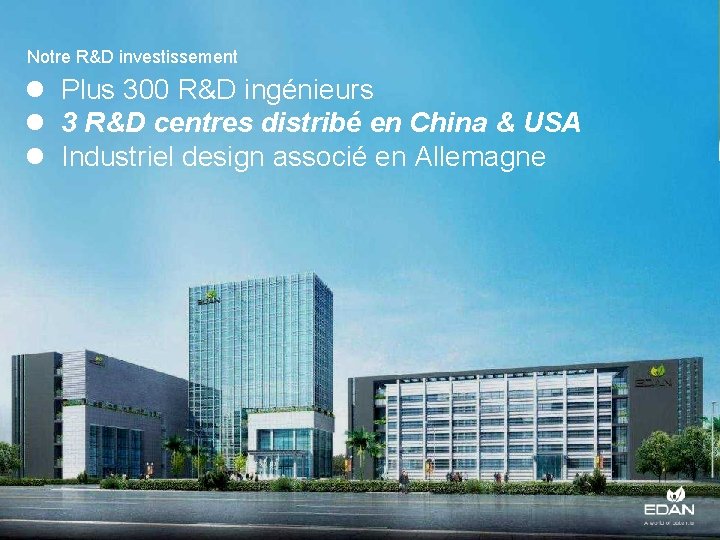 Notre R&D investissement l Plus 300 R&D ingénieurs l 3 R&D centres distribé en