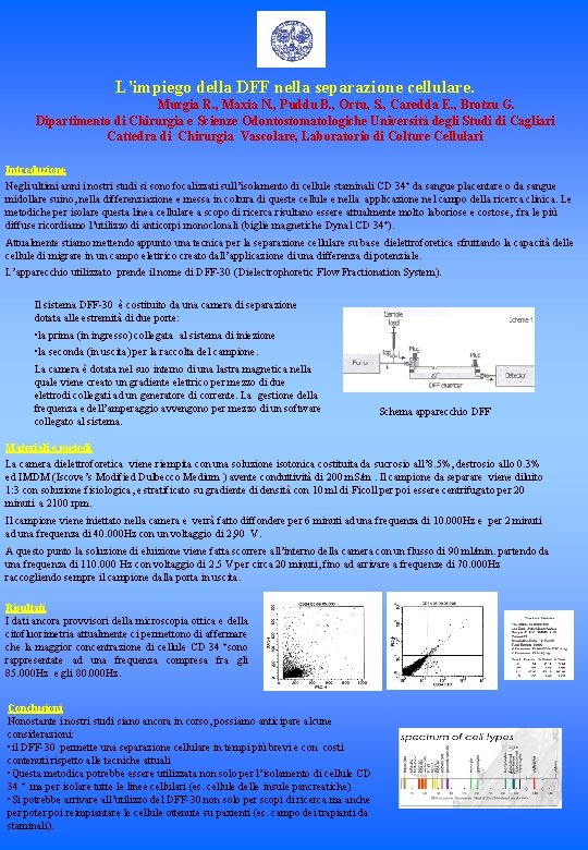 L’impiego della DFF nella separazione cellulare. Murgia R. , Maxia N. , Puddu B.