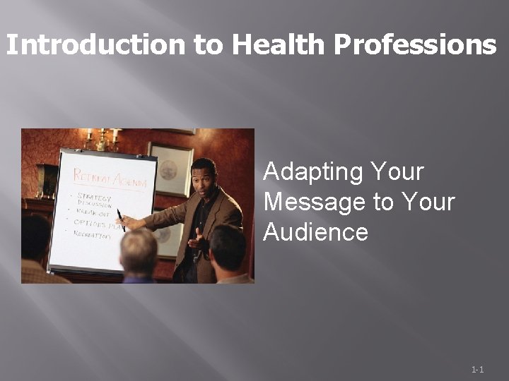 Introduction to Health Professions Adapting Your Message to Your Audience 1 -1 