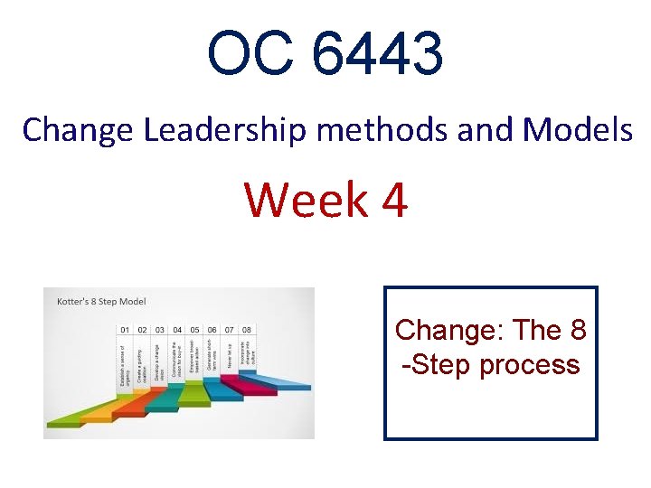 OC 6443 Change Leadership methods and Models Week 4 Change: The 8 -Step process