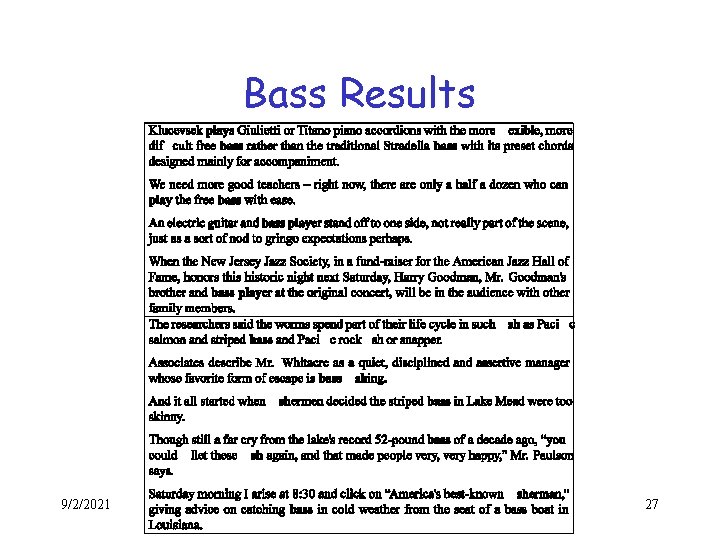 Bass Results 9/2/2021 27 