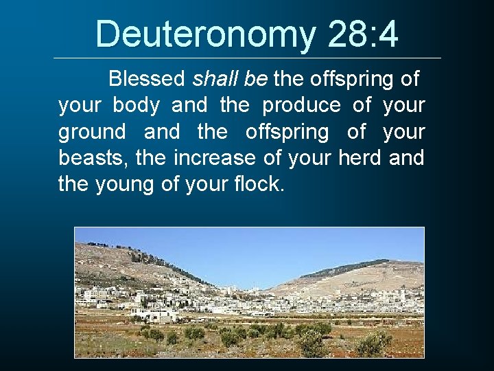 Deuteronomy 28: 4 Blessed shall be the offspring of your body and the produce
