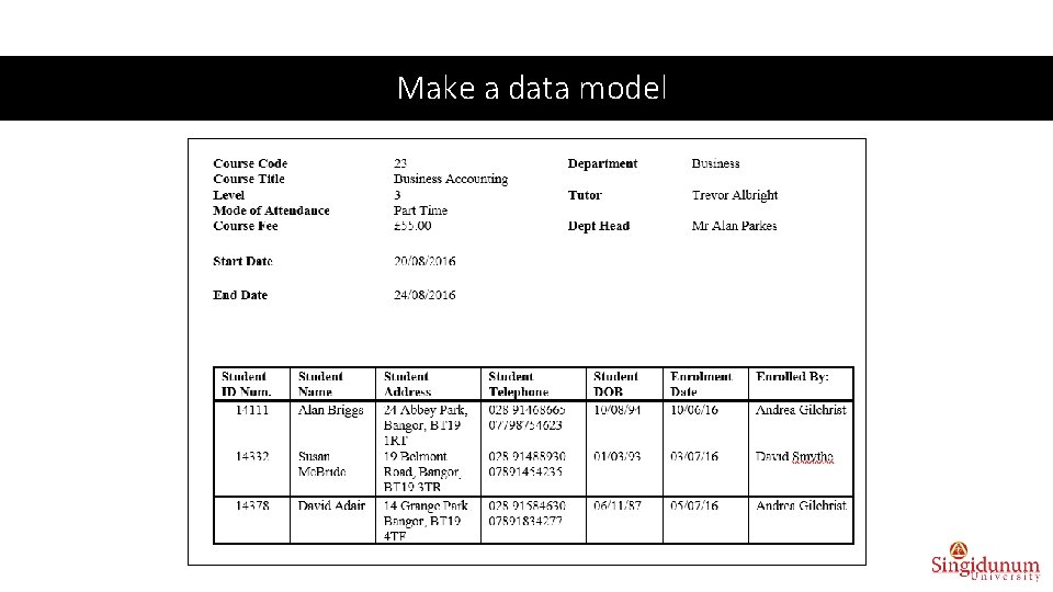 Make a data model 