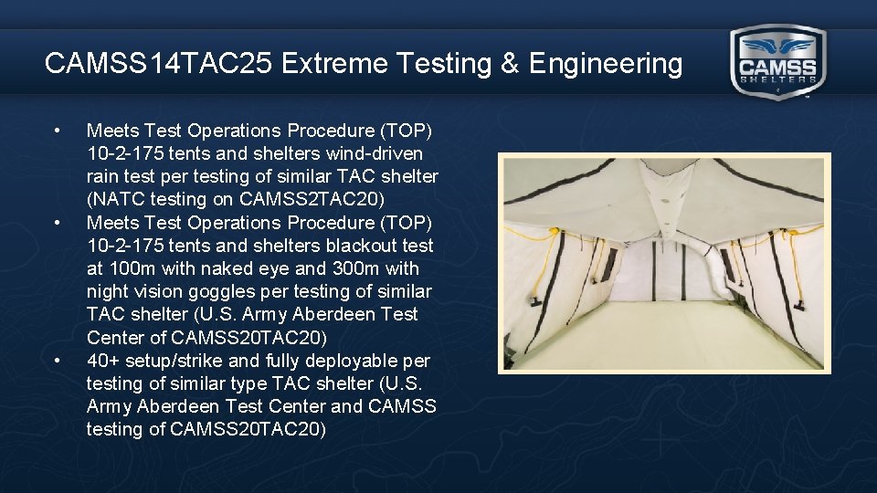 CAMSS 14 TAC 25 Extreme Testing & Engineering • • • Meets Test Operations