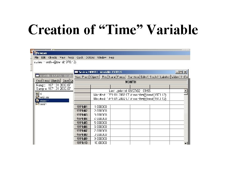 Creation of “Time” Variable 