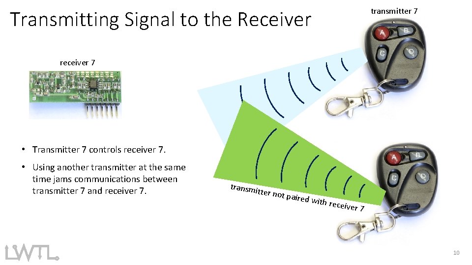 transmitter 7 Transmitting Signal to the Receiver receiver 7 • Transmitter 7 controls receiver