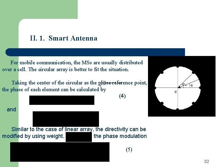 II. 1. Smart Antenna For mobile communication, the MSs are usually distributed over a II. 1. Smart Antenna For mobile communication, the MSs are usually distributed over a