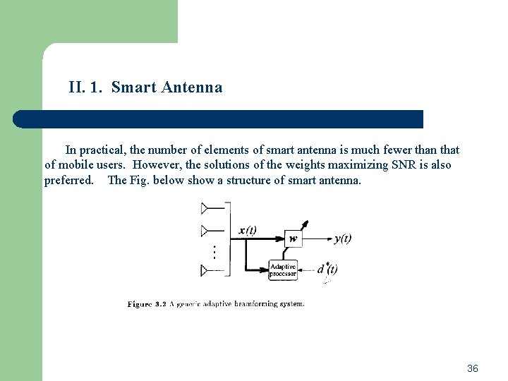 II. 1. Smart Antenna In practical, the number of elements of smart antenna is II. 1. Smart Antenna In practical, the number of elements of smart antenna is