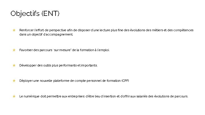 Objectifs (ENT) ★ Renforcer l'effort de perspective afin de disposer d’une lecture plus fine