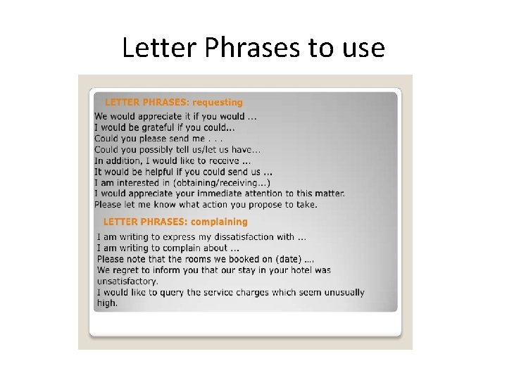 Letter Phrases to use 