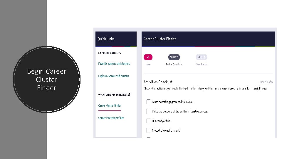 Begin Career Cluster Finder 
