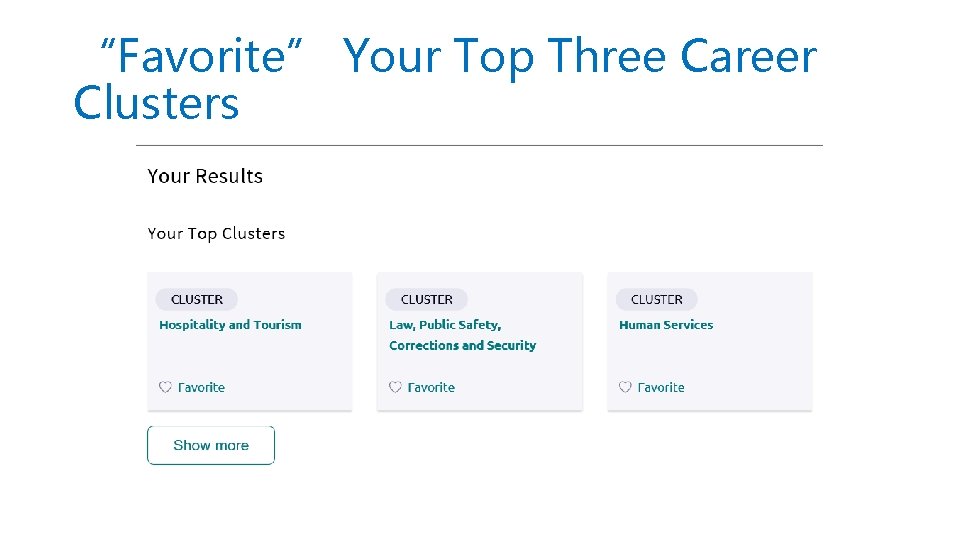“Favorite” Your Top Three Career Clusters 