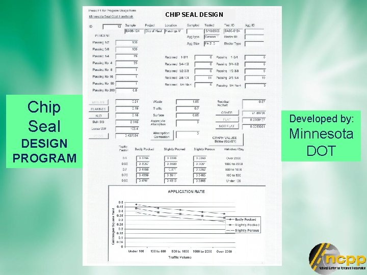 CHIP SEAL DESIGN Chip Seal DESIGN PROGRAM Developed by: Minnesota DOT 