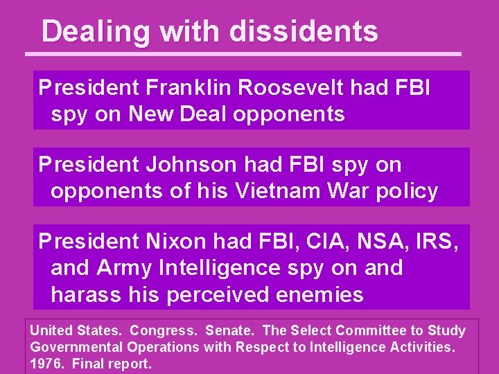 Dealing with dissidents President Franklin Roosevelt had FBI spy on New Deal opponents President