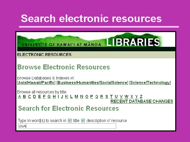 Search electronic resources 