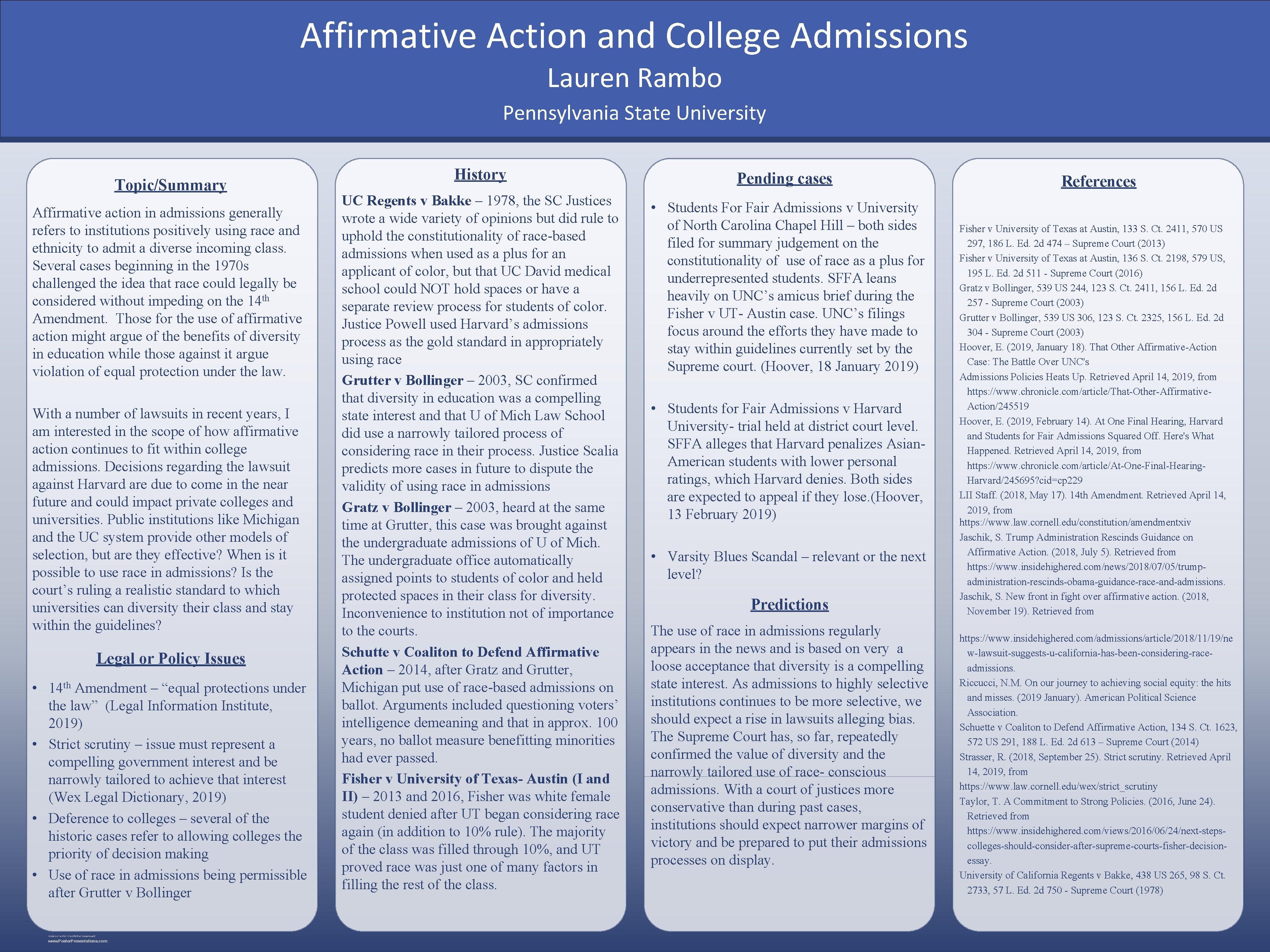 Affirmative Action and College Admissions Lauren Rambo Pennsylvania