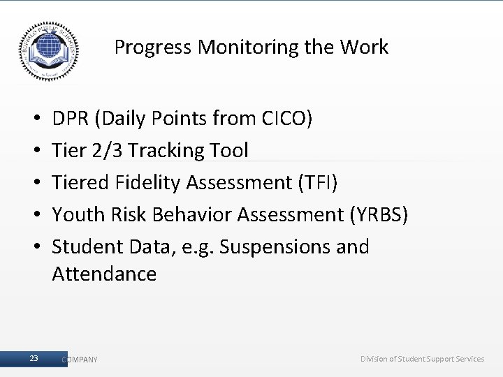 Progress Monitoring the Work • • • 2323 I DPR (Daily Points from CICO)