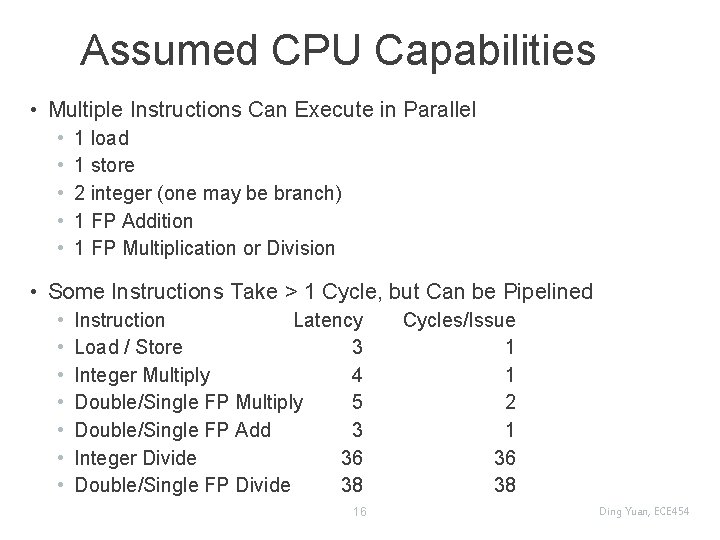 Assumed CPU Capabilities • Multiple Instructions Can Execute in Parallel • • • 1