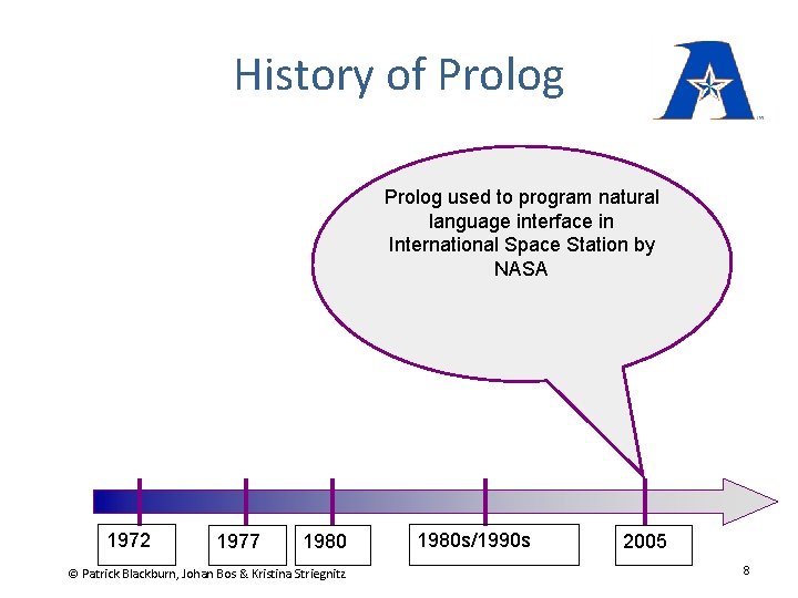History of Prolog used to program natural language interface in International Space Station by