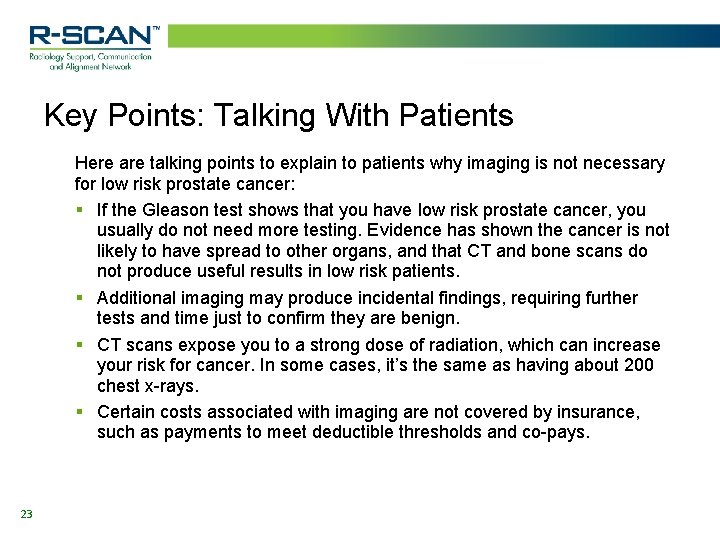 Key Points: Talking With Patients Here are talking points to explain to patients why