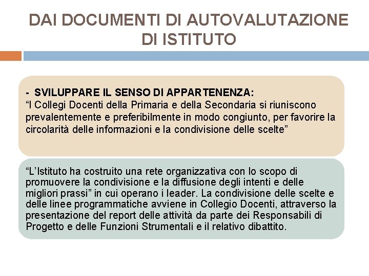 DAI DOCUMENTI DI AUTOVALUTAZIONE DI ISTITUTO - SVILUPPARE IL SENSO DI APPARTENENZA: “I Collegi