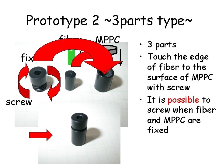 Prototype 2 ~3 parts type~ fiber fixture screw MPPC • 3 parts • Touch