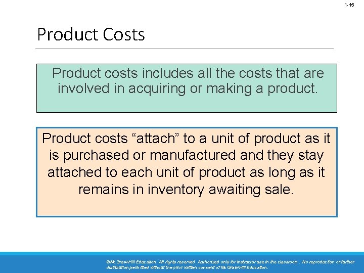 1 -15 Product Costs Product costs includes all the costs that are involved in