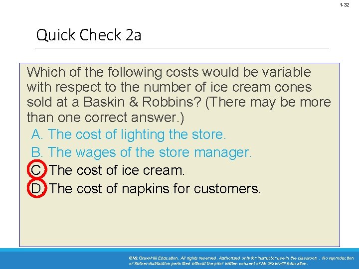 1 -32 Quick Check 2 a Which of the following costs would be variable