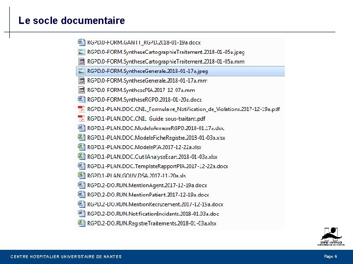 Le socle documentaire CENTRE HOSPITALIER UNIVERSITAIRE DE NANTES Page 6 