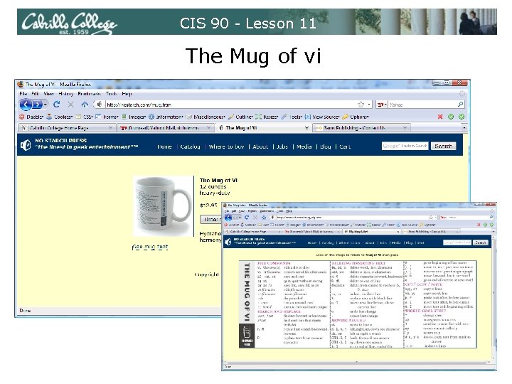 CIS 90 - Lesson 11 The Mug of vi 