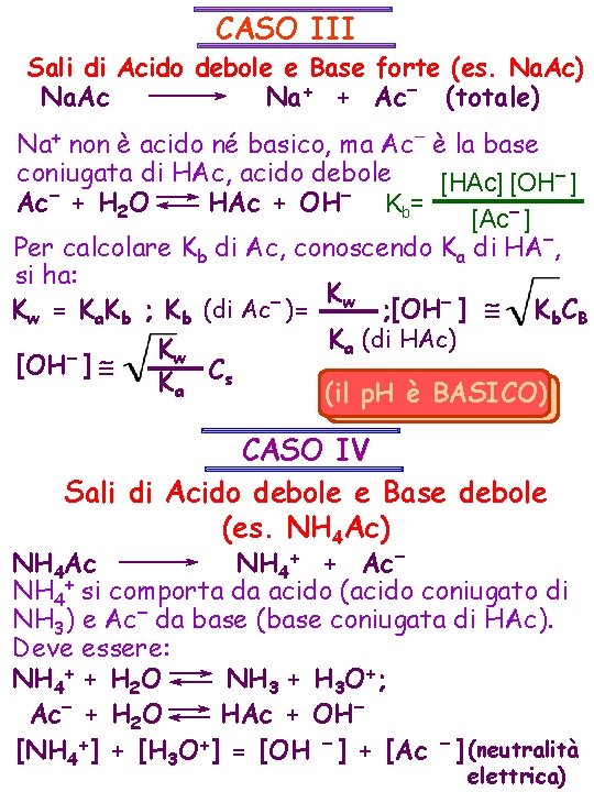 CASO III Sali di Acido debole e Base forte (es. Na. Ac) Na. Ac