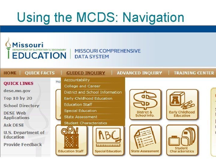 Using the MCDS: Navigation 