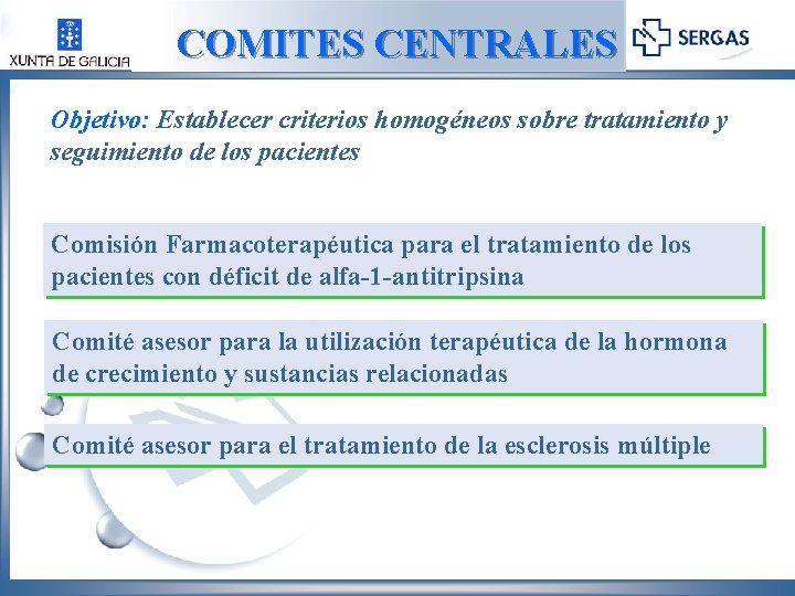 COMITES CENTRALES Objetivo: Establecer criterios homogéneos sobre tratamiento y seguimiento de los pacientes Comisión