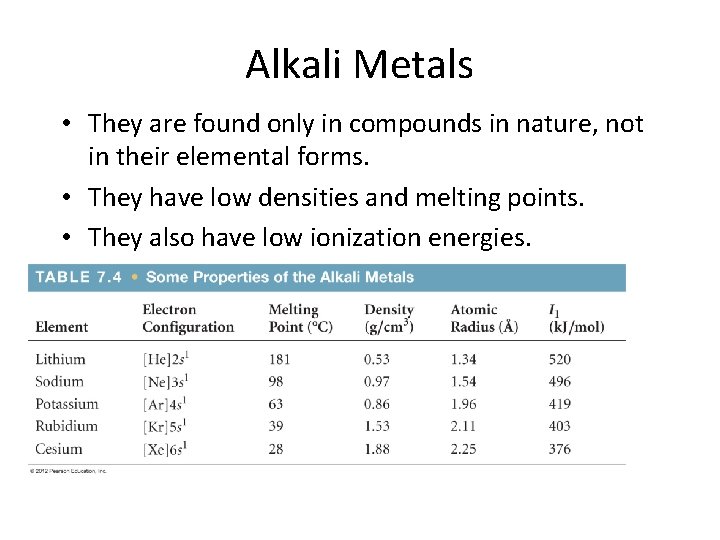 Alkali Metals • They are found only in compounds in nature, not in their