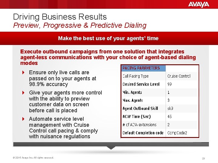 Driving Business Results Preview, Progressive & Predictive Dialing Make the best use of your