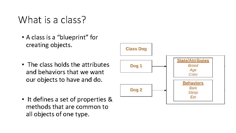 What is a class? • A class is a “blueprint” for creating objects. •