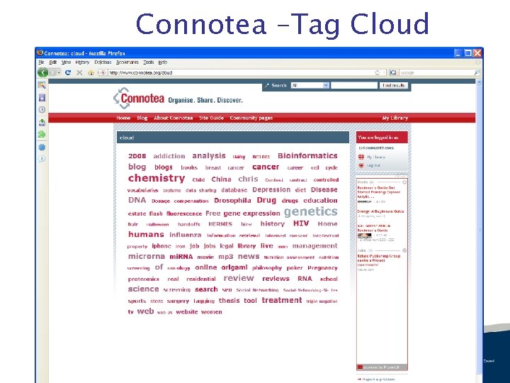 Connotea –Tag Cloud 