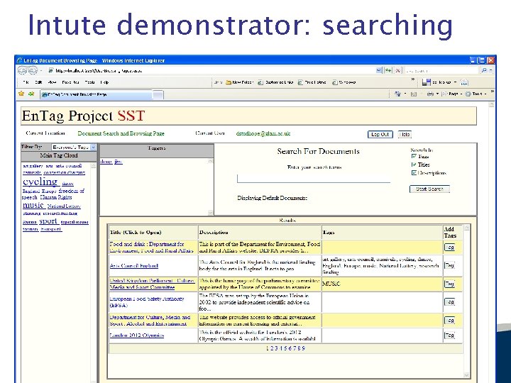 Intute demonstrator: searching 